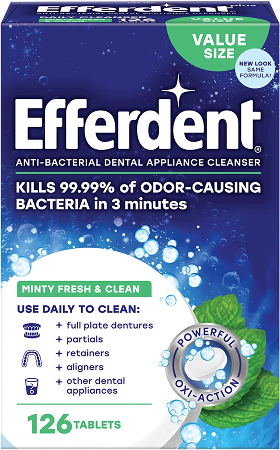 Retainer Cleaning Tablets, Denture Cleaning Tablets for Dental Appliances, Minty