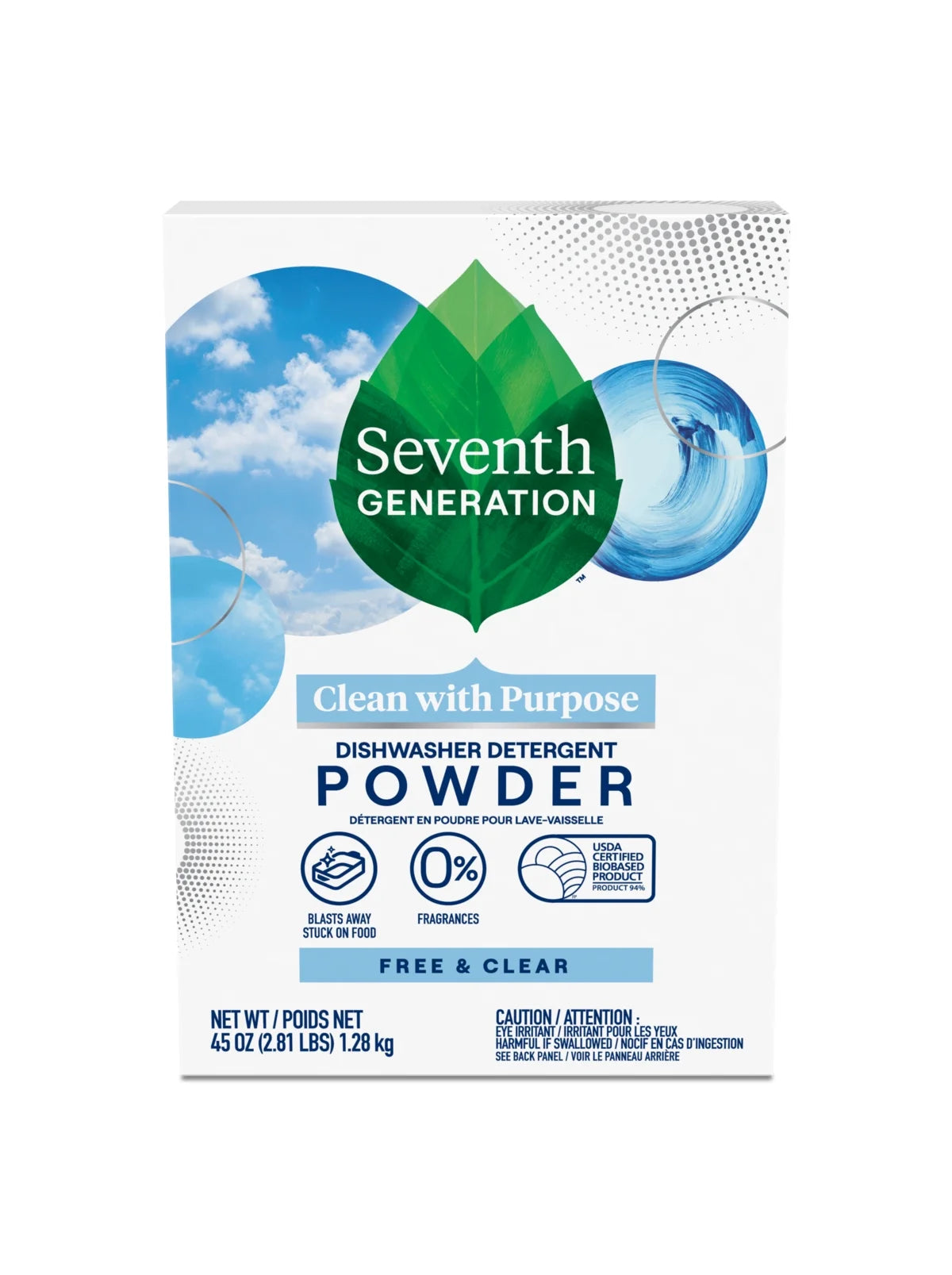 Dishwasher Detergent Powder, Free & Clear, 45 Oz