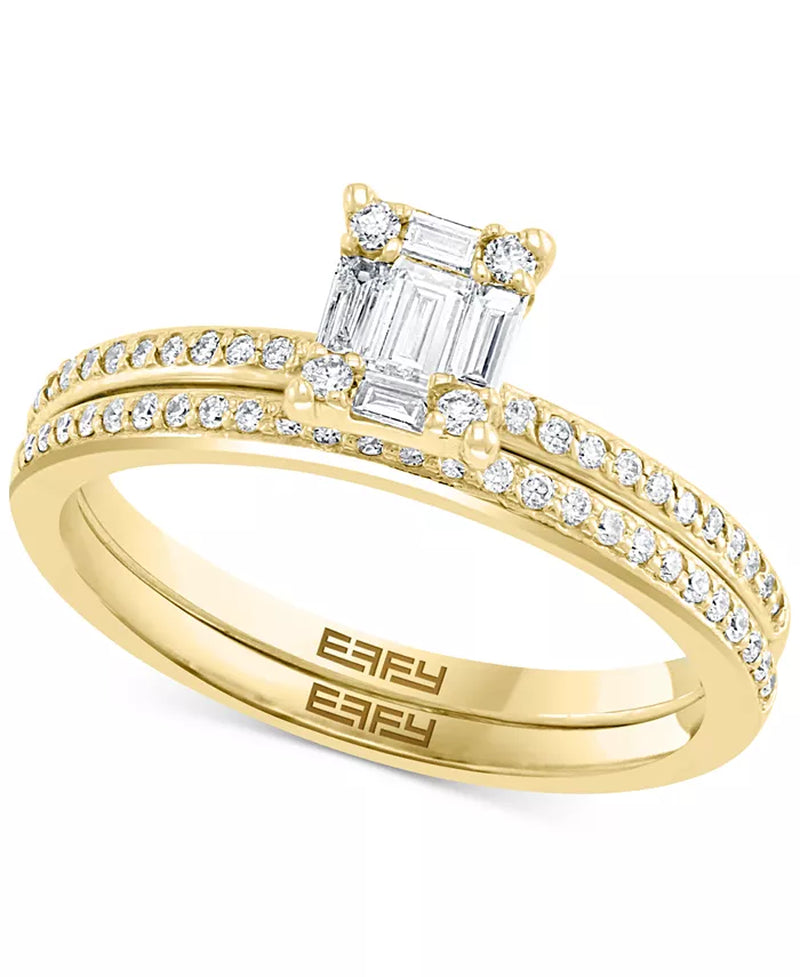 EFFYÂ® Diamond Baguette Cluster Bridal Set (3/8 Ct. T.W.) in 14K White or Yellow Gold