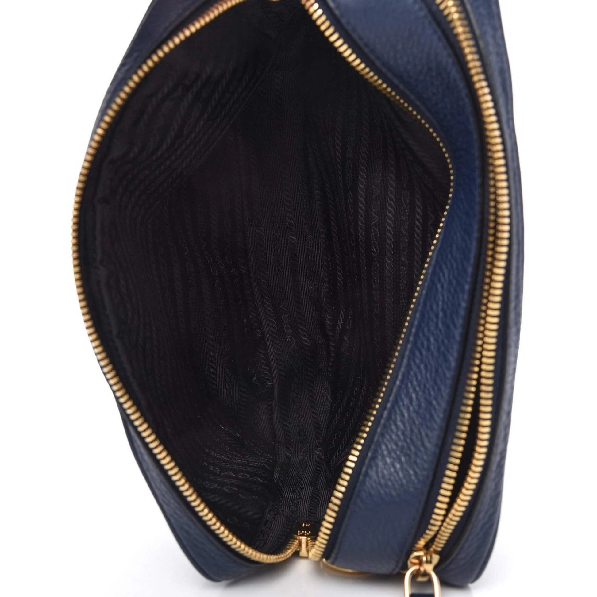 New  Baltico Blue Vitello Phenix Leather Double Zip Crossbody Bag 1BH079