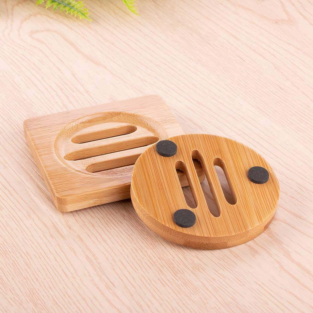 Bamboo Wood Soap Dish,Soap Dish Case Soap Tray,Natural Wooden Soap Holders for Shower,Home, Bathroom,Kitchen(3 Pieces)