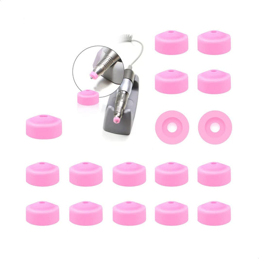 -25Pcs Professional Nail Drill Bits Pink Nail Tech Supplies Electric Nail Filer Plastic Cap-Nail Art Tools Drill Dust Collector Dust Stopper Nail Drill Bit -Pink Drill Nail Dust Collectos