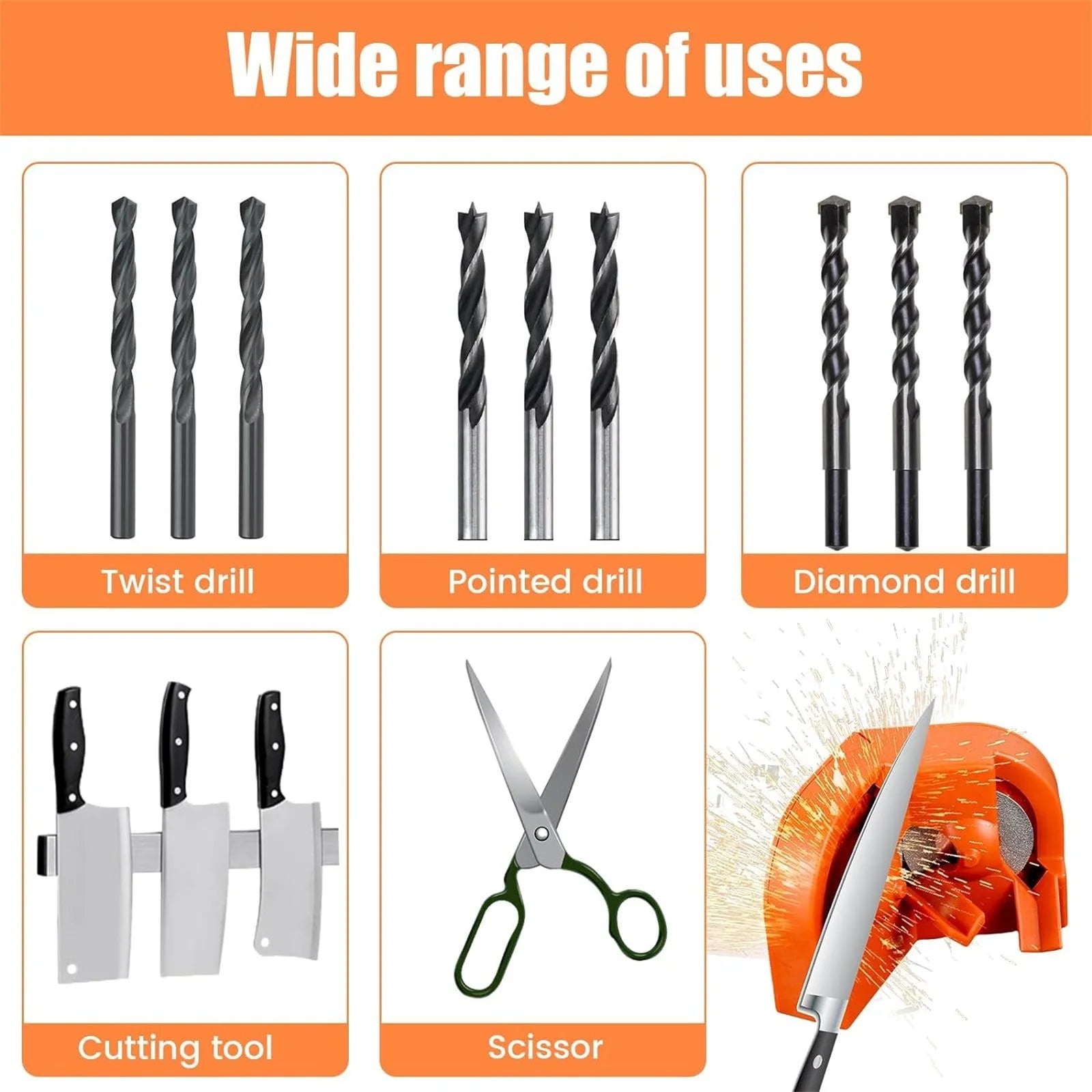 Drill Bit Sharpener Drill Bit Sharpener for All Bits Multipurpose Drill Bit Grinding Sharpener for High Speed Steel Masonry Carbide Cobalt & Tin Coated Drill Bits, 1X Drill Bit Sharpener