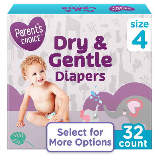 Dry & Gentle Diapers Size 4, 32 Count (Select for More Options)