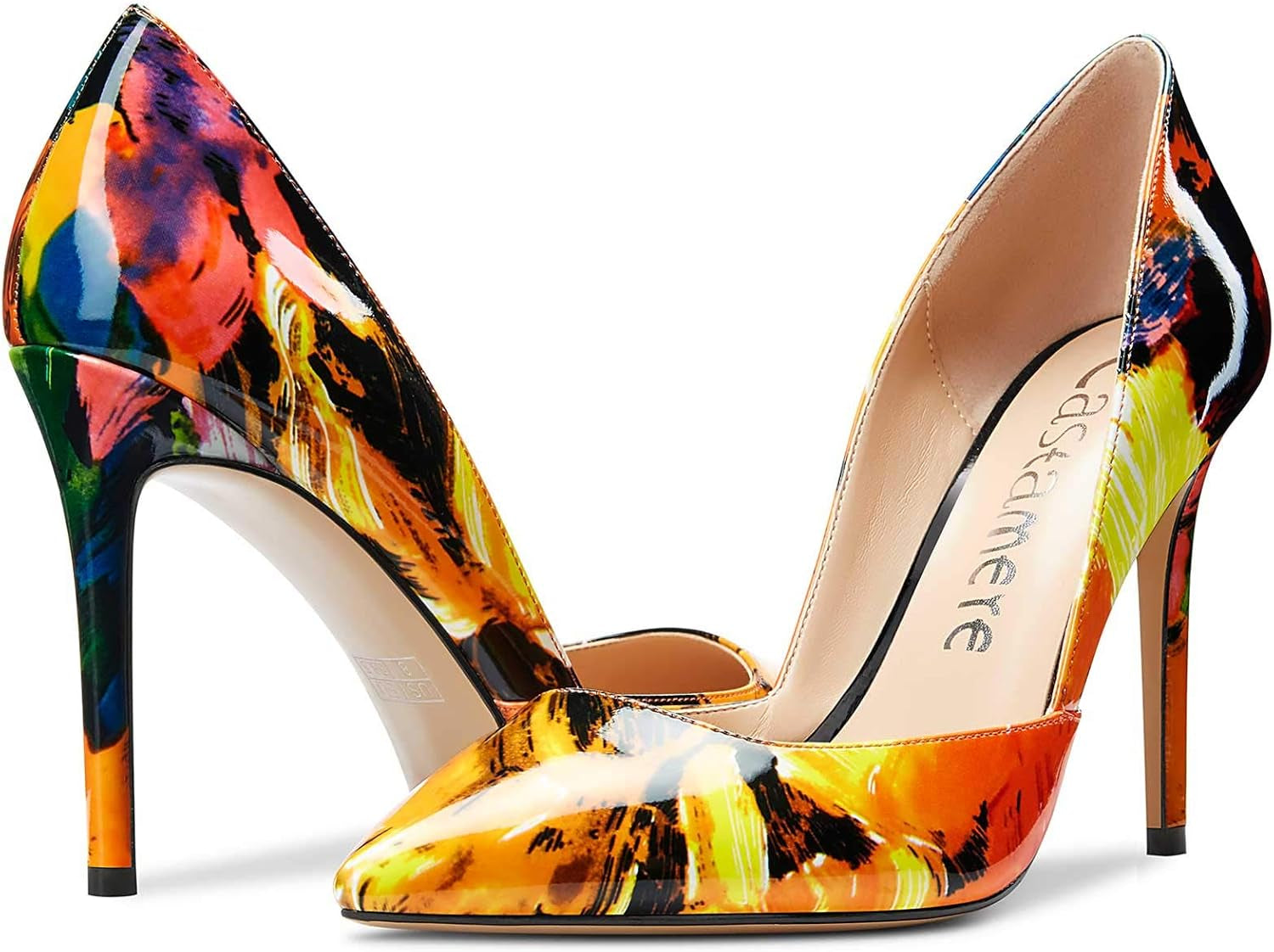 Womens D'Orsay Slip on High Heels Pumps Elegant Pointy Toe Stilettos 10CM Heel Shoes