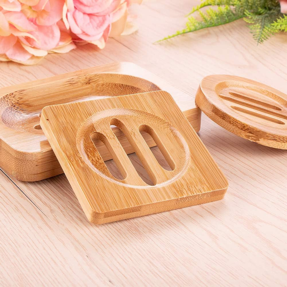 Bamboo Wood Soap Dish,Soap Dish Case Soap Tray,Natural Wooden Soap Holders for Shower,Home, Bathroom,Kitchen(3 Pieces)