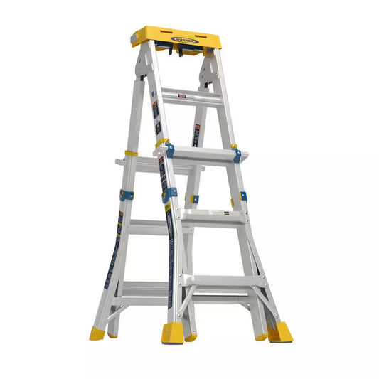 16 Ft. Reach Aluminum Adjustable Multi Position Ladder with 375 Lb. Load Capacity Type IAA Duty Rating
