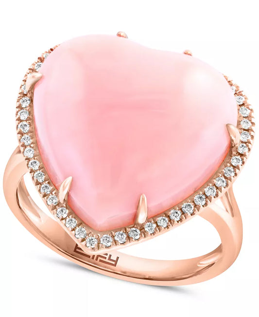 EFFYÂ® Pink Opal (10-9/10 Ct. T.W.) & Diamond (1/5 Ct. T.W.) Heart Ring in 14K Rose Gold