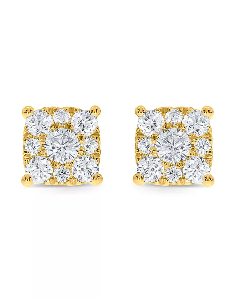Diamond Square Cluster Stud Earrings (2 Ct. T.W.)