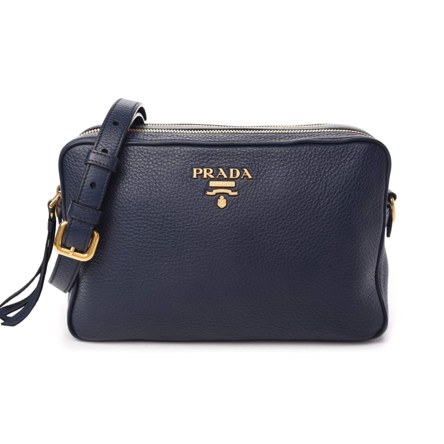 New  Baltico Blue Vitello Phenix Leather Double Zip Crossbody Bag 1BH079