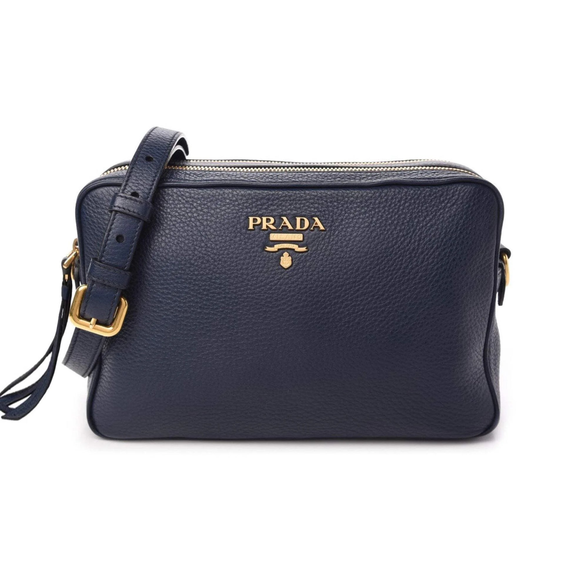 New  Baltico Blue Vitello Phenix Leather Double Zip Crossbody Bag 1BH079