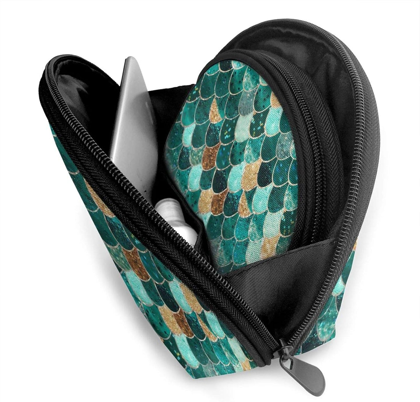 2PCS Portable Makeup Bags Waterproof Cosmetic Pouch Travel Multifunctional Toiletry Organizer Case for Women - Mermaid Scales