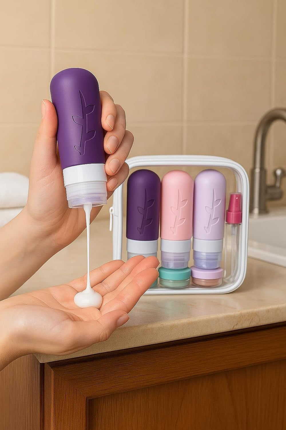 Travel Containers for Toiletries - Leak Proof Silicone Bottles, Refillable