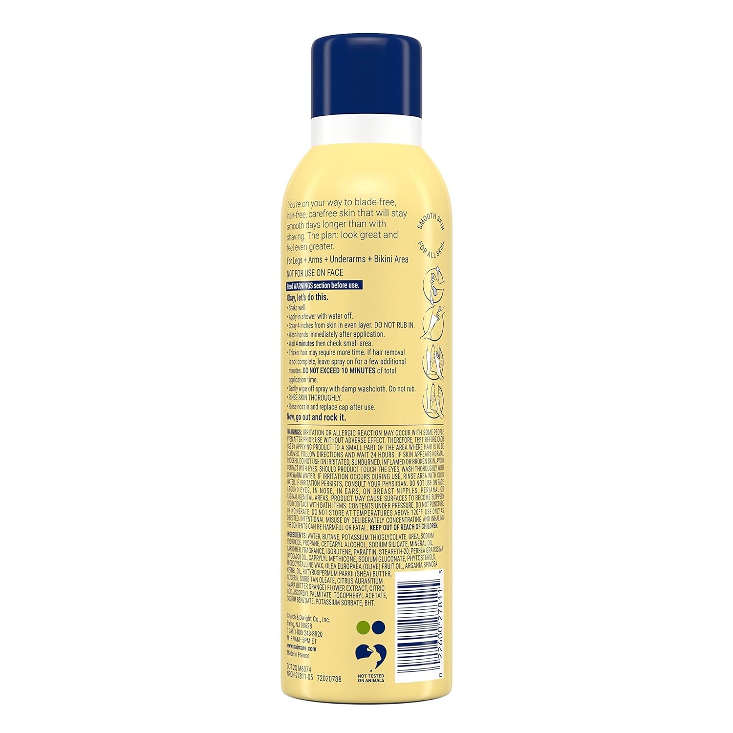 Nair Hair Remover Body Spray, Arm, Leg and Bikini Hair Removal Spray, 7.5 Oz Can