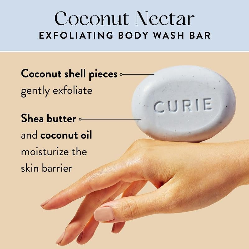 Exfoliating Body Wash Bar Soap, Coconut Nectar, for Men and Women, 3.5 Oz
