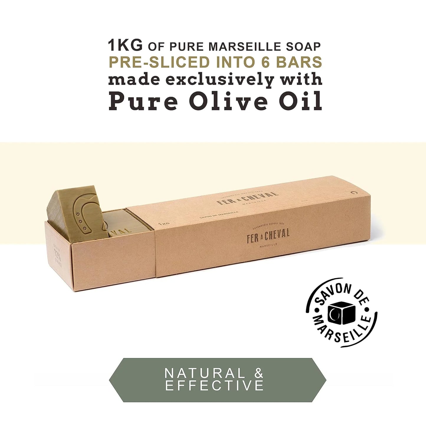 Pure Olive Savon De Marseille Soap Bar Sliced Cubes, 6X1 Kg/35.5 Oz