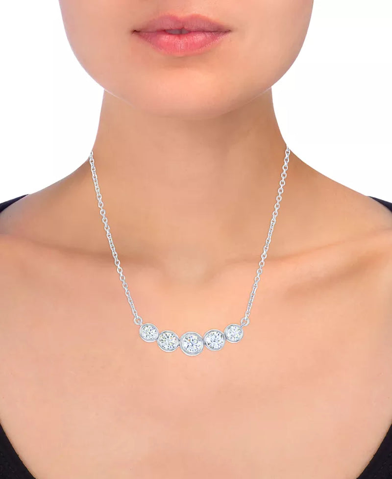 Diamond Bezel Graduated Curved Bar Collar Necklace (3/4 Ct. T.W.) in 14K White or Yellow Gold