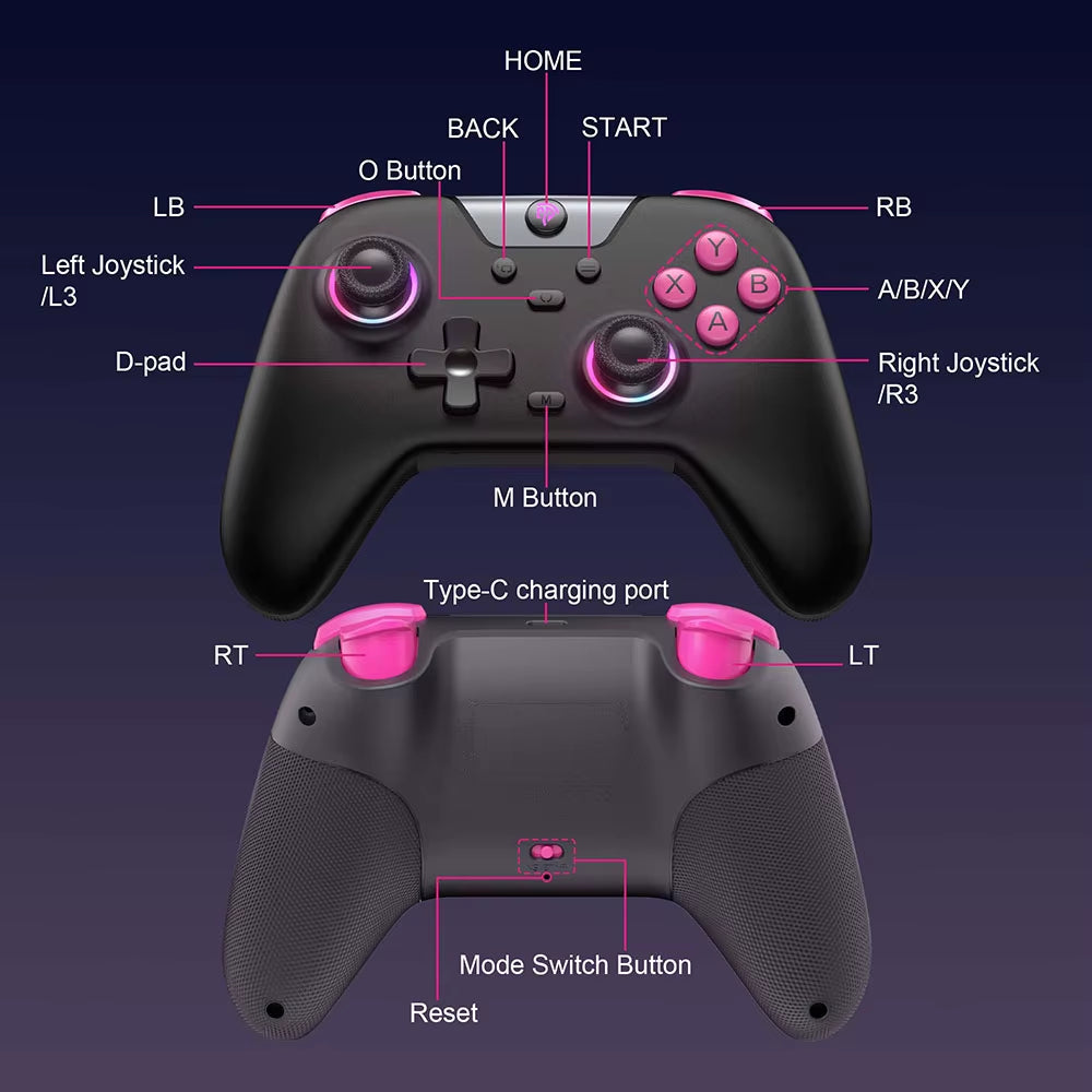 Easysmx X05 Wireless PC Gamepad Bluetooth Gaming Controller Compatible with Pc/Phone/Switch/Steam, Turbo RGB Hall Effect