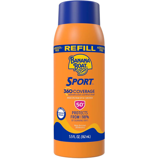 Sport 360 Coverage Spray Sunscreen Mist SPF 50 Refill | Non-Aerosol Sunscreen Spray, SPF 50 Sunblock Mist, Oxybenzone-Free, 360 Coverage Refill, 5.5Oz