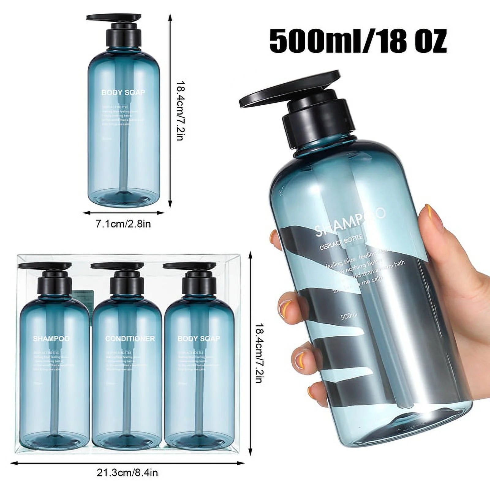 3 Pack Shampoo and Conditioner Dispensers