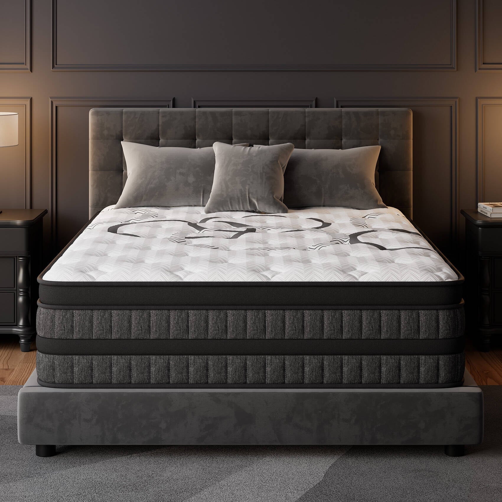 King Mattress 12" Hybrid Gel Memory Foam Mattress with 930 Individually Wrapped Pocket Coils, Medium Firm Support, Pressure Relief, Mattress in a Box