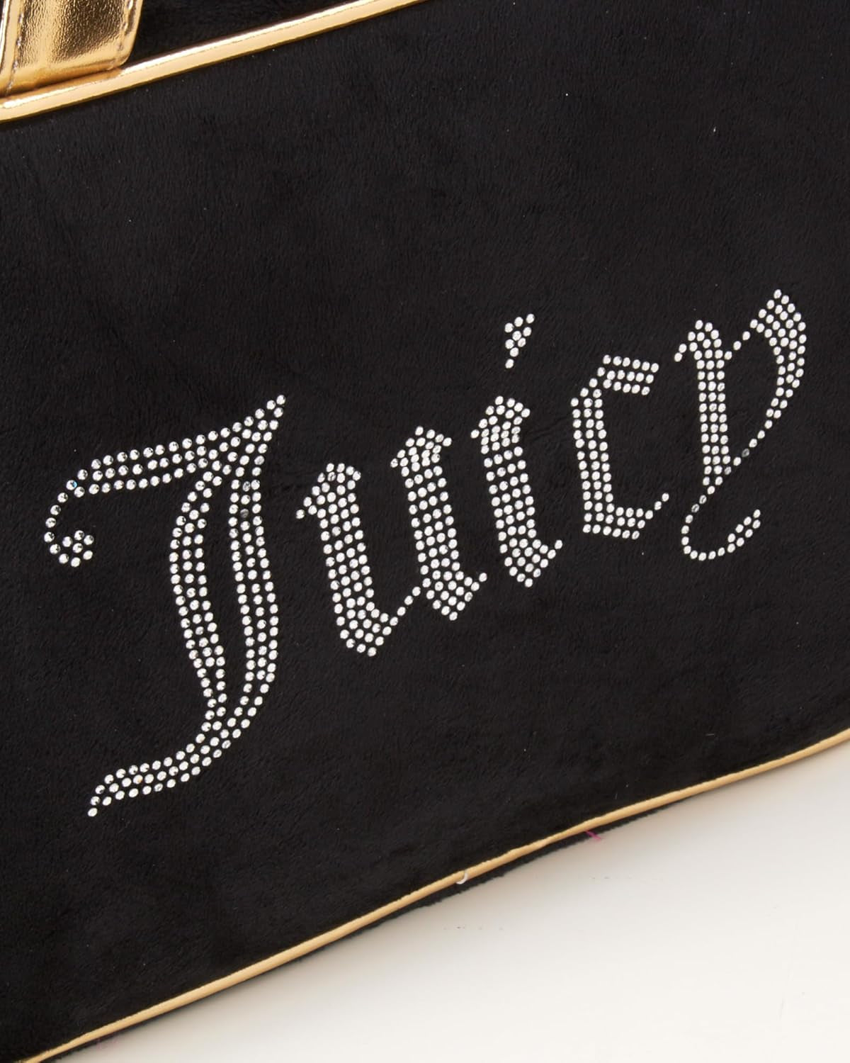 Black Makeup Bag Cosmetics Organizer Travel Essentials Weekender Velour Rhinestone Gold Trim