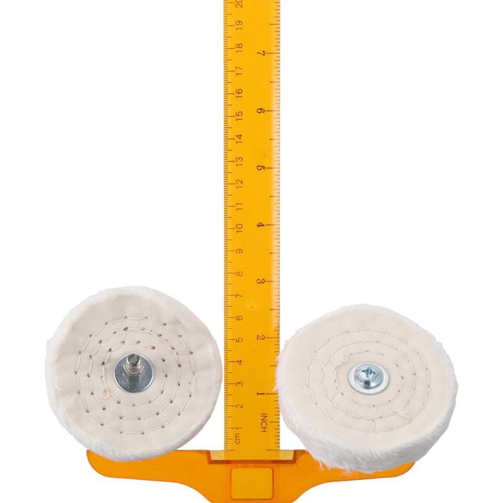 4Pcs Polishing Wheel Cotton Pad, 3 Inch Buffing Cotton Wheel with 1/4-Inch Stainless Steel Handle for Aluminum Stainless Steel Manifold Chrome, White