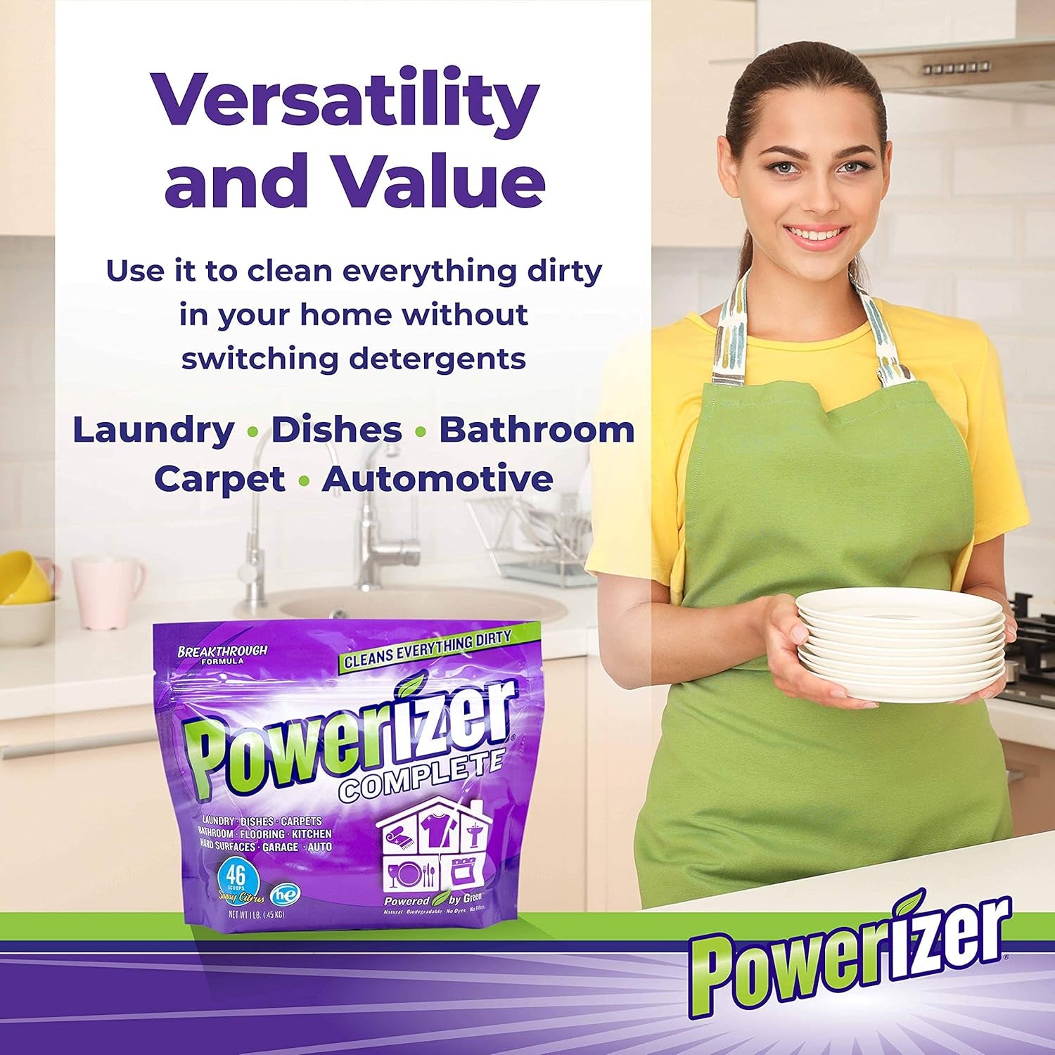 Complete Laundry Powder Detergent & Multipurpose Cleaner | 1 Lb Detergent | 46 Scoops | Plant-Based Concentrated Laundry Soap Powder