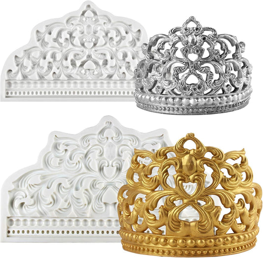 Crown Cake Topper Mold Height 4.5-6.7Inch, Baroque Style Large and Small
