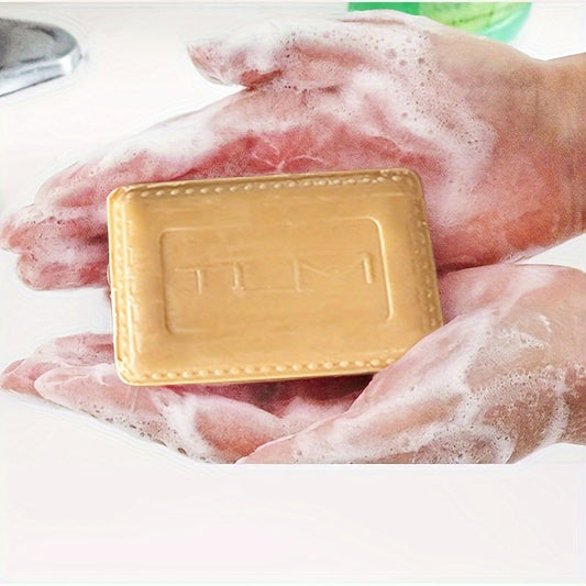 1pc/2pcs 4.41oz Traditional Sandalwood Essential Oil Soap, Rich Fragrance, Cleansing Soap, Bath Soap, Oil Control And Moisturizing, Refreshing Body Smell