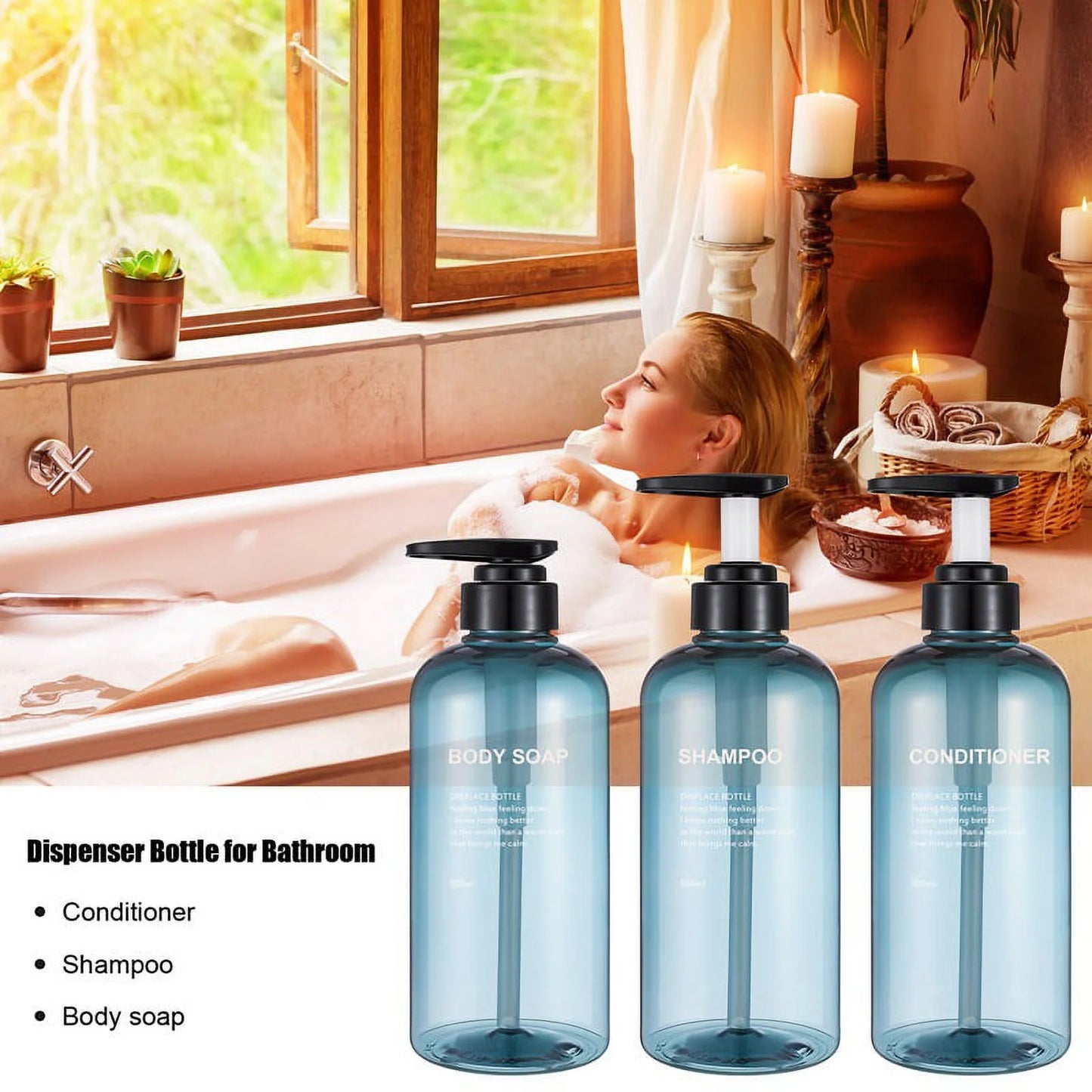 3 Pack Shampoo and Conditioner Dispensers
