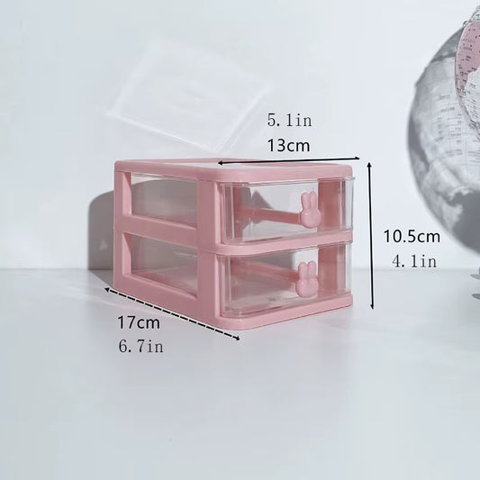 Clear Stacking Drawer Organizer - Multi-Tier PP Storage Box for Office/Beauty Products, Modular Desktop System (2-5 Layers)