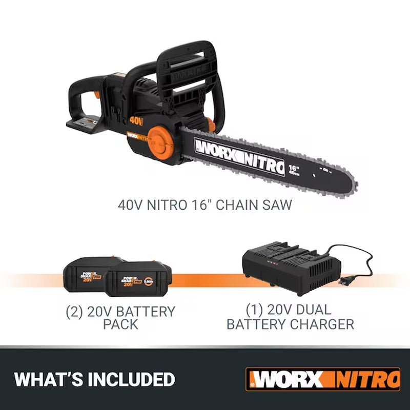 Nitro Power Share Brushless 40-Volt 16-In Battery 4 Ah Chainsaw Battery Included Charger Included