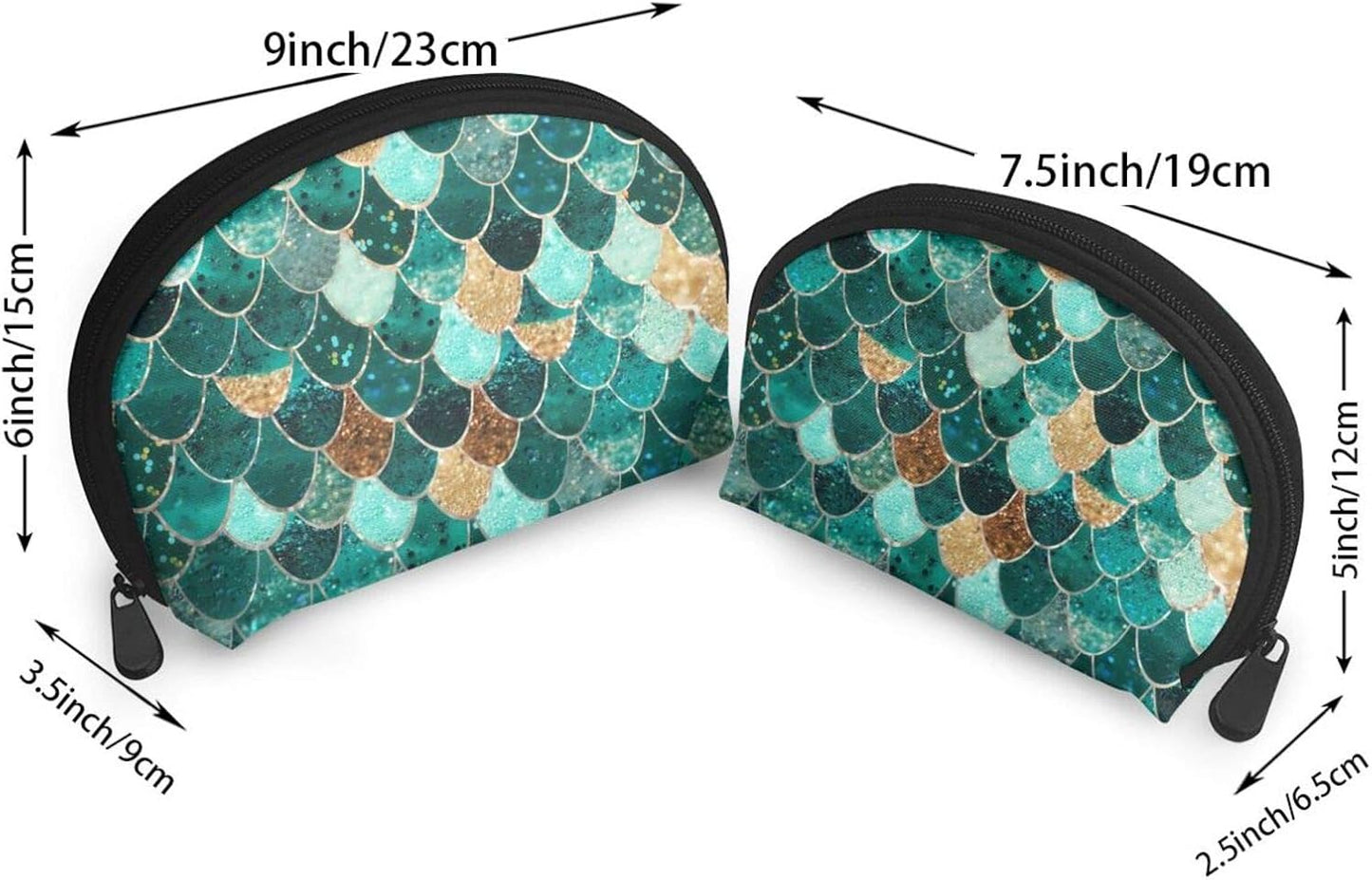 2PCS Portable Makeup Bags Waterproof Cosmetic Pouch Travel Multifunctional Toiletry Organizer Case for Women - Mermaid Scales