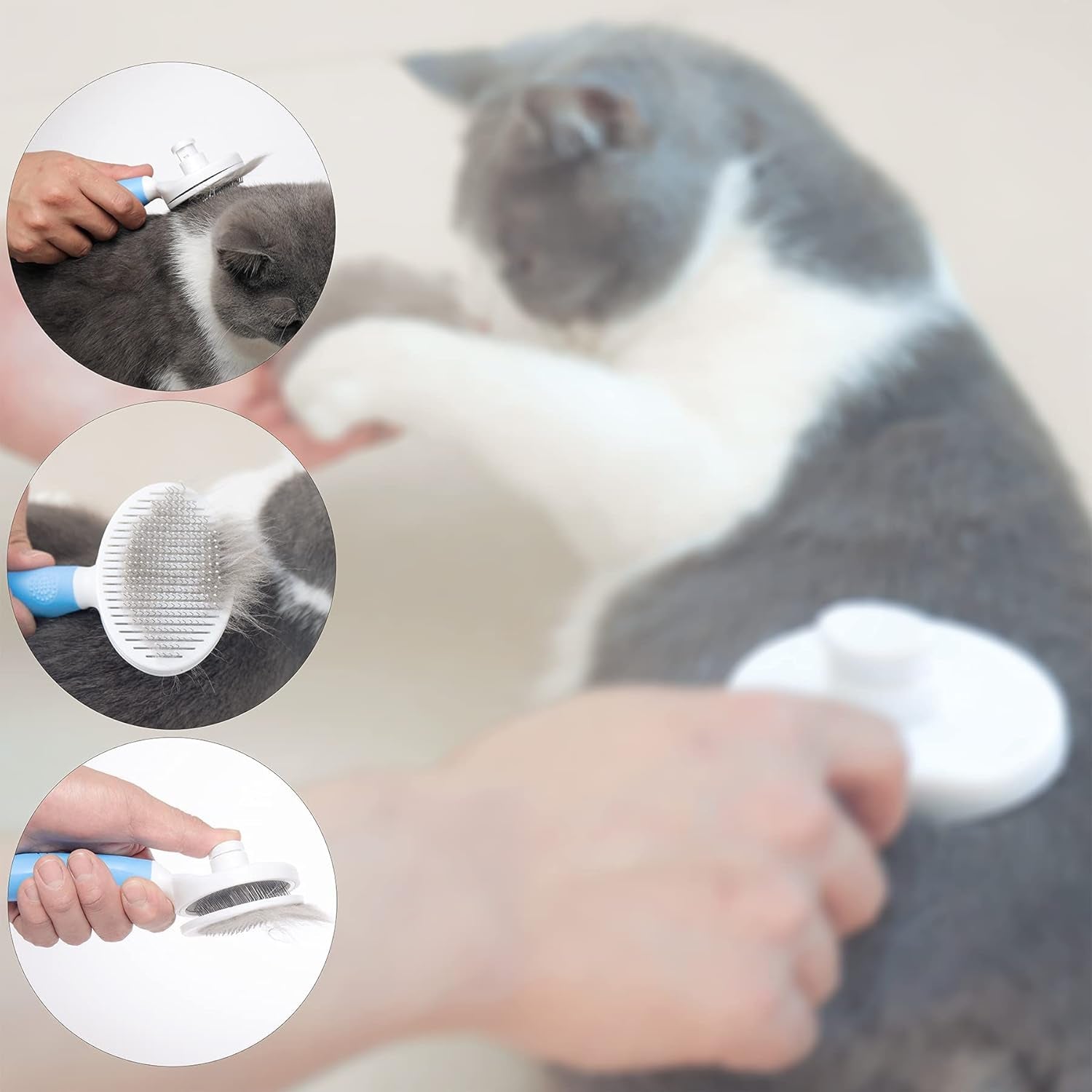 Cat Brush Shedding,Dog Grooming Supplies ; Cat Dogs Hairbrush Carding Hair Removal (Blue)