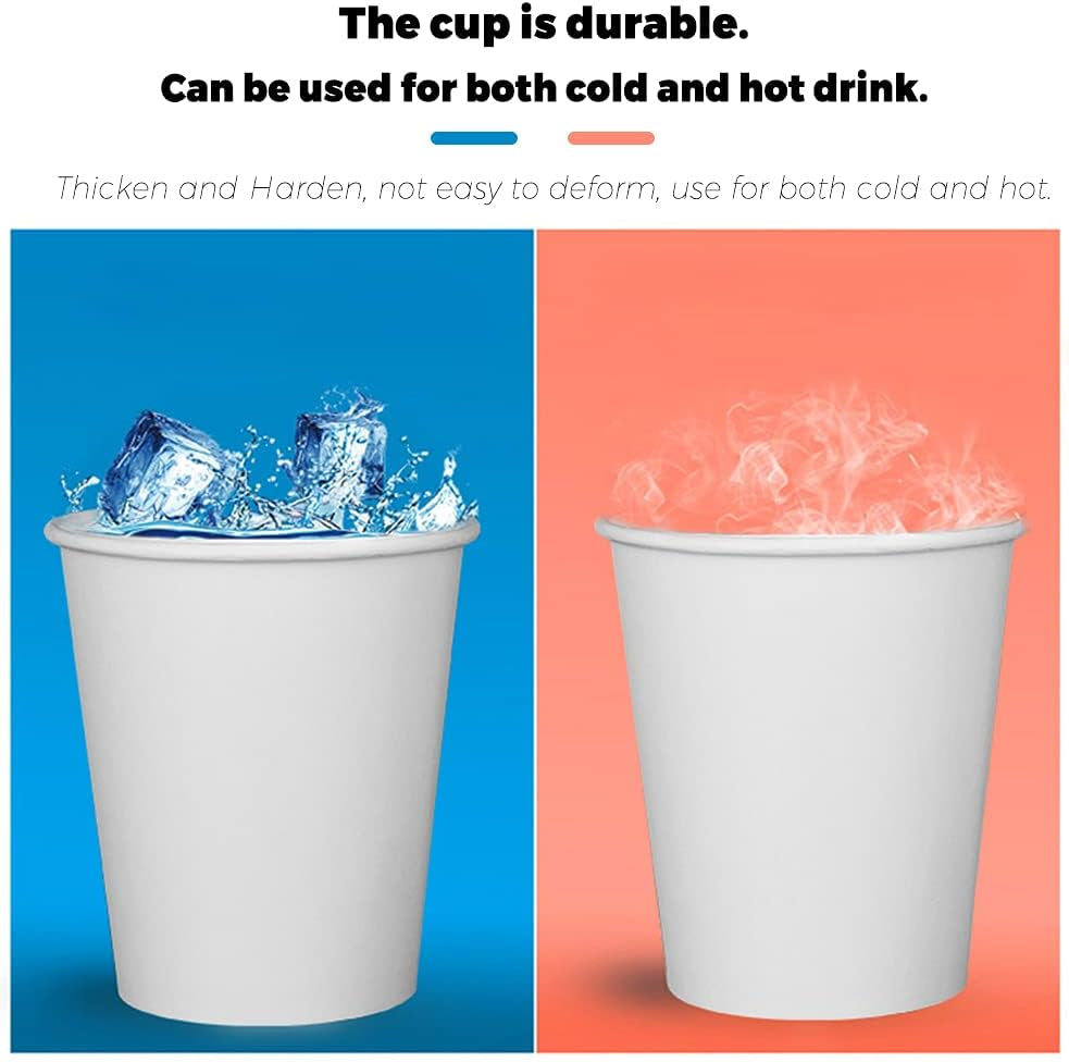 [150 Pack] Paper Cups 8 Oz, Disposable Paper Coffee Cup, Hot or Cold Beverage Drinking Paper Cups, Paper Cups for Party, Picnic, BBQ, Travel, and Event(White)