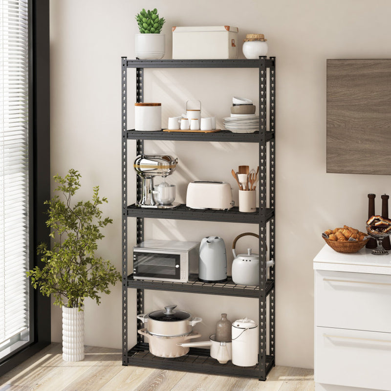 5-Tier Metal Shelving Unit with Anti-Slip Foot Pad Height Adjustable Shelves for Garage