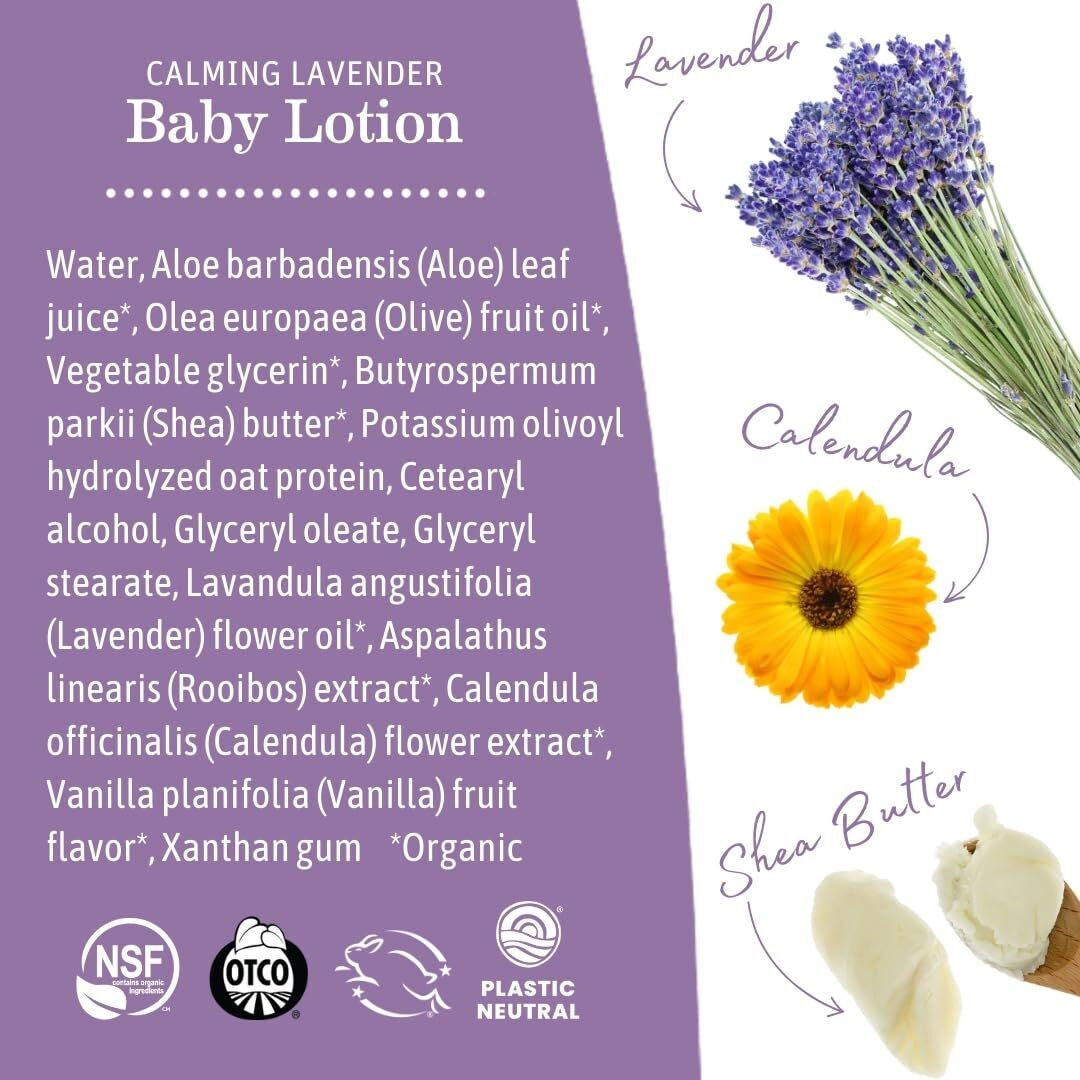 Earth Mama Calming Lavender Baby Lotion 8 Fl Oz Organic Moisturizer Safe for ...
