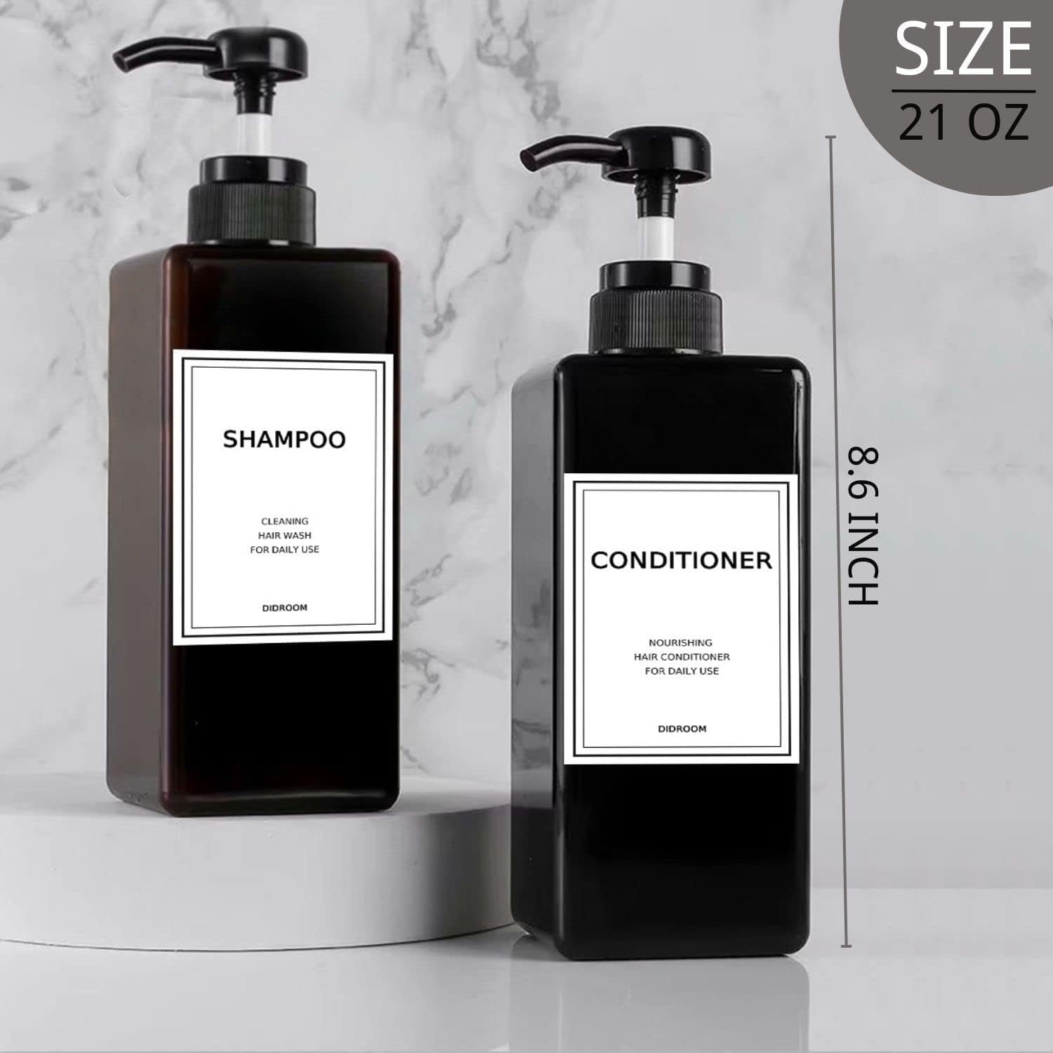 Shampoo and Conditioner Dispenser, Refillable Shampoo and Conditioner Bottles Se