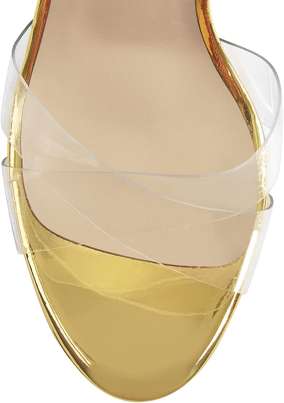 Open Toe Ankle Sandals Platform Stilettos Clear Heels Open-Back Summer Sandals