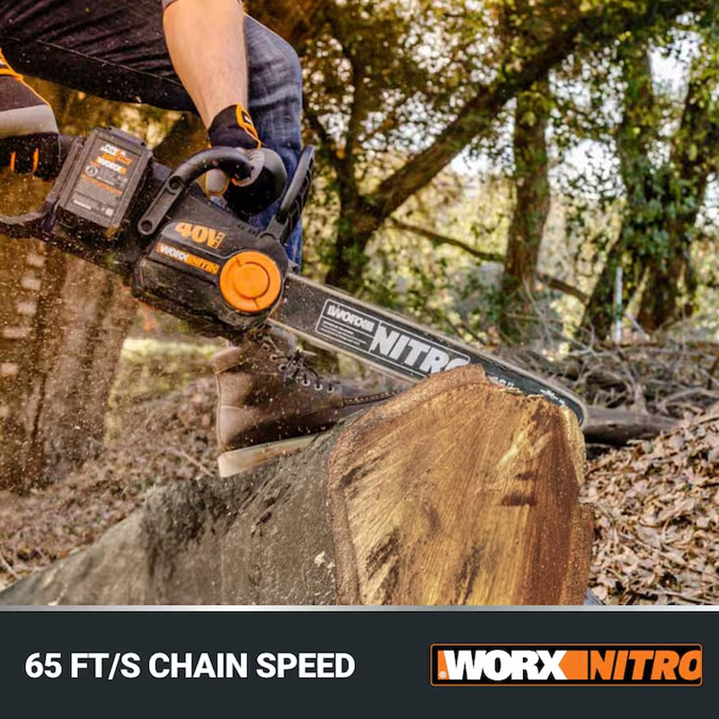 Nitro Power Share Brushless 40-Volt 16-In Battery 4 Ah Chainsaw Battery Included Charger Included