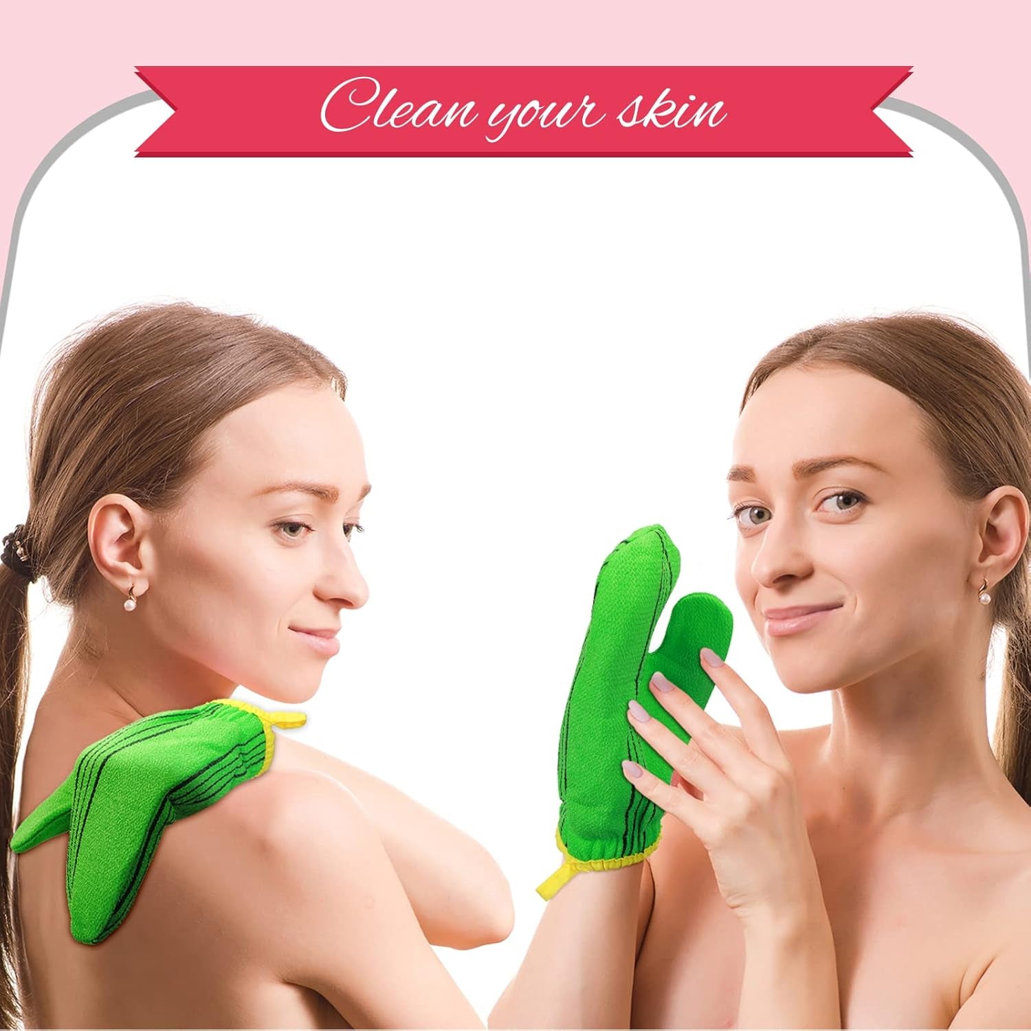 3 Pieces Korean Exfoliating Mitt Exfoliating Washcloth Korean Body Scrub Mitt Italy Face Shower Cloth Asian Bath Massage Mitts for Women and Men Wash Skin Deep Cleaning, Red, Green, Yellow