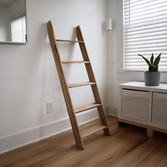 Rustic Blanket Ladder - Leaning Towel Rack for Living Room and Bedroom - Wood Holder for Throws (Driftwood)