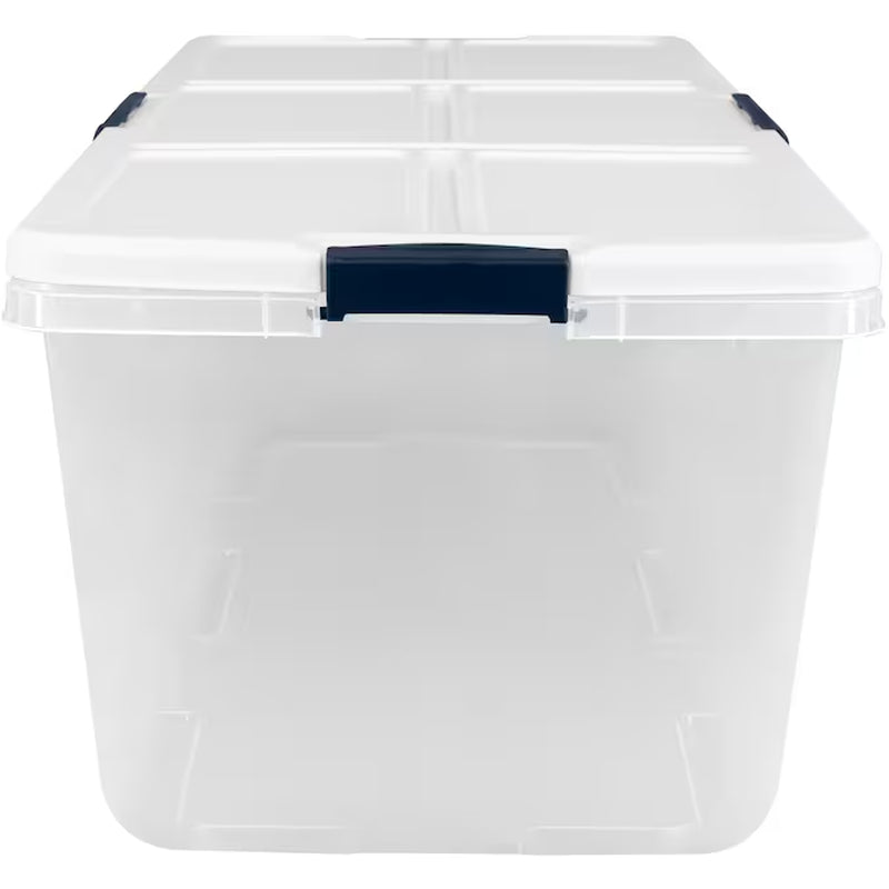 X-Large 25 -Gallons ( 100 -Quarts ) Clear/White Stackable Tote with Latching Lid