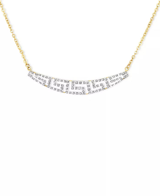 14K Gold Necklace, Diamond Accent Tapered Greek Key Necklace