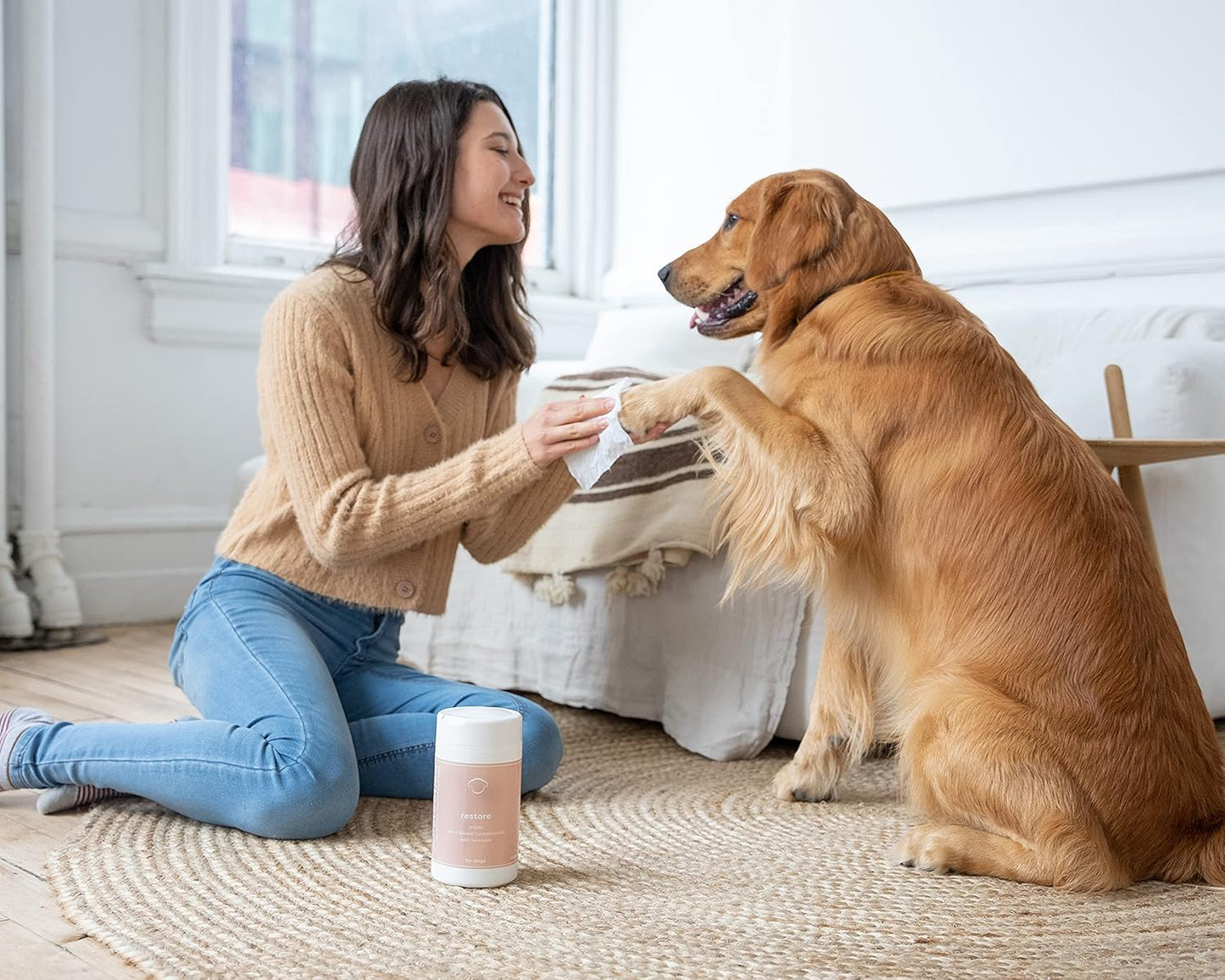 Calm Dog Wipes - Plant Based & Compostable Pet Wipes - Dog Cleaning Supplies for Smelly Dogs - Odor Eliminating Pet Supplies - Vet Recommended for Pet Grooming - Made in USA - 50 Count