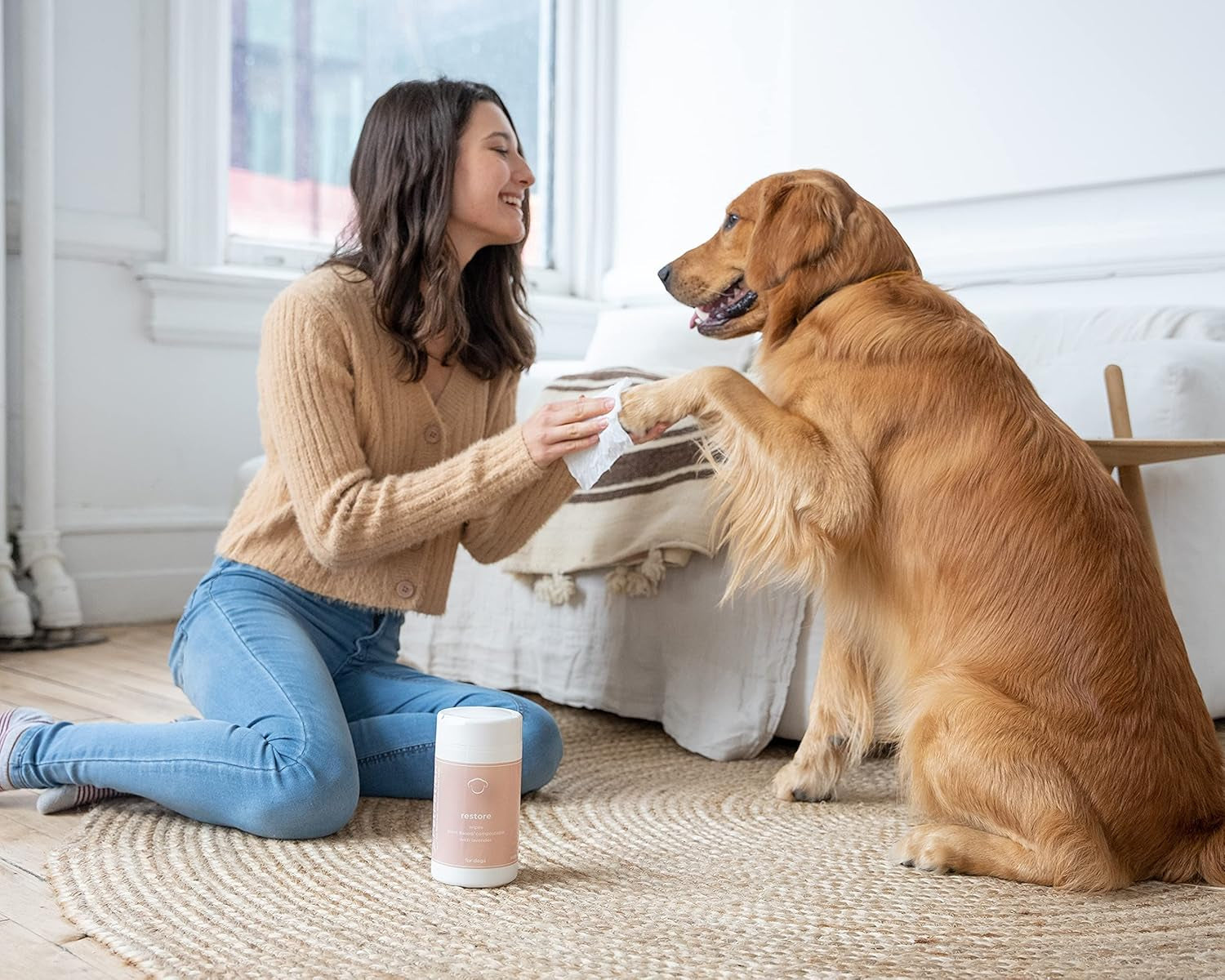 Calm Dog Wipes - Plant Based & Compostable Pet Wipes - Dog Cleaning Supplies for Smelly Dogs - Odor Eliminating Pet Supplies - Vet Recommended for Pet Grooming - Made in USA - 50 Count