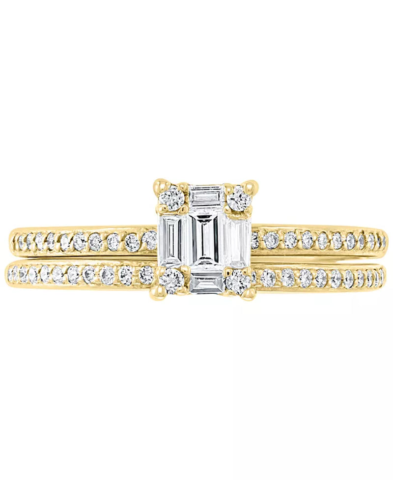 EFFYÂ® Diamond Baguette Cluster Bridal Set (3/8 Ct. T.W.) in 14K White or Yellow Gold