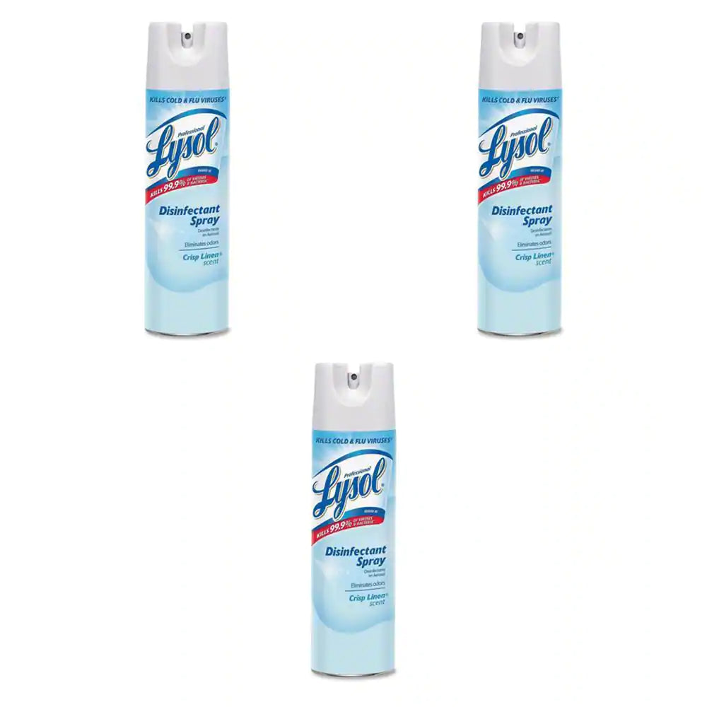 Disinfectant Spray, Household Cleaning Supplies, Antibacterial & Sanitizer, Deodorizer, Crisp Linen 19Oz (3-Pack)