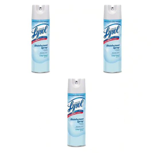 Disinfectant Spray, Household Cleaning Supplies, Antibacterial & Sanitizer, Deodorizer, Crisp Linen 19Oz (3-Pack)